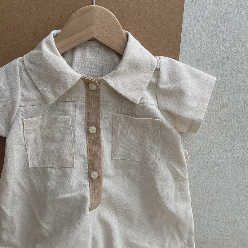 Bộ liền thân lửng 2 túi ngực cho bé trai Tiệm Su Kids