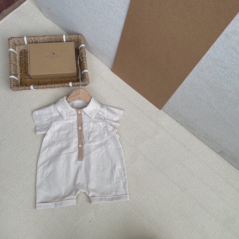 Bộ liền thân lửng 2 túi ngực cho bé trai Tiệm Su Kids