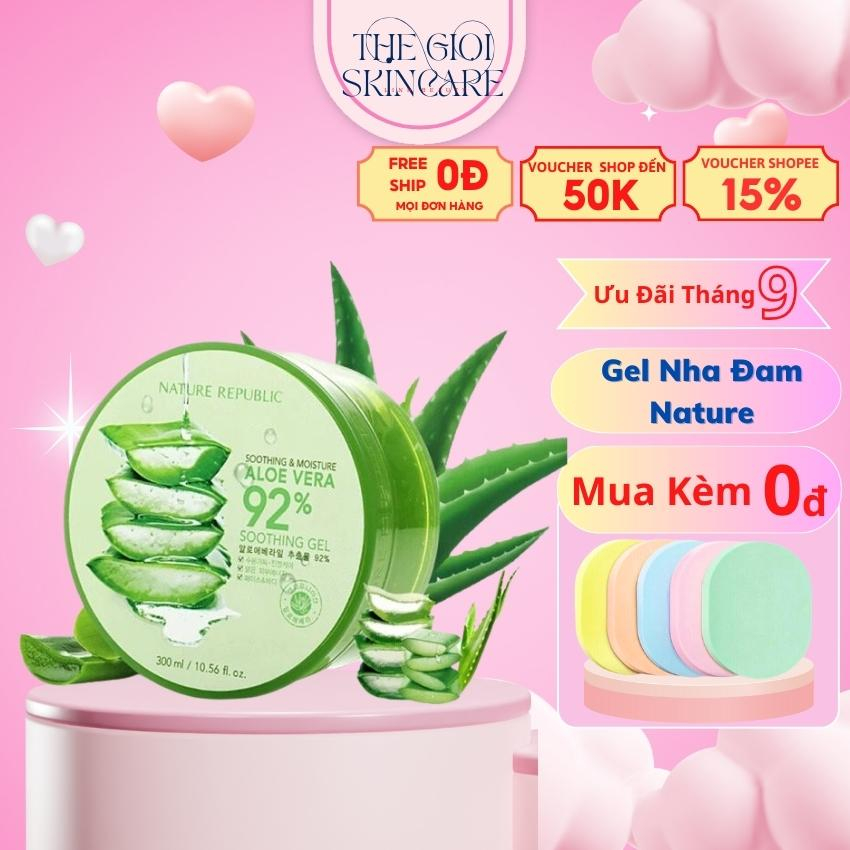 Gel lô hội nature republic, gel nha đam dưỡng da cấp ẩm 300ml hàn quốc chính hãng