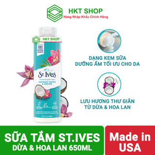   USA  Sữa tắm tẩy tế bào chết St.Ives Dừa & Hoa Lan 650ml - HKT Shop 