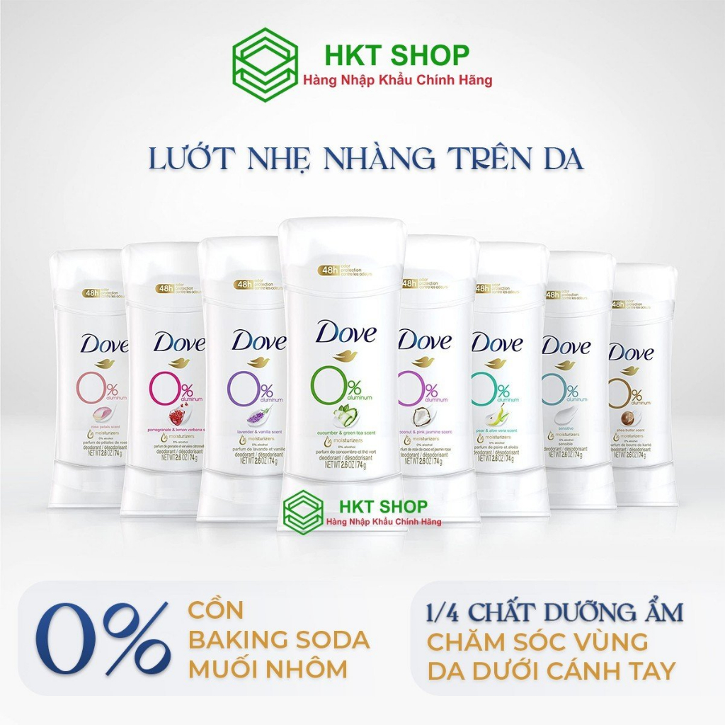 Lăn khử mùi nữ Dove dạng sáp 74g, Dưỡng da cánh sáng mịn_HKT Shop