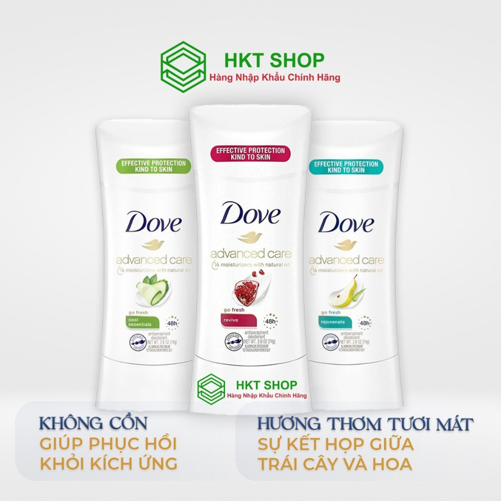Lăn khử mùi nữ Dove dạng sáp 74g, Dưỡng da cánh sáng mịn_HKT Shop