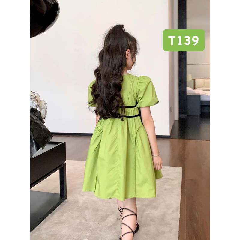 T139 Váy cho bé - Váy thiết kế tiểu thư buộc dây đen cho bé