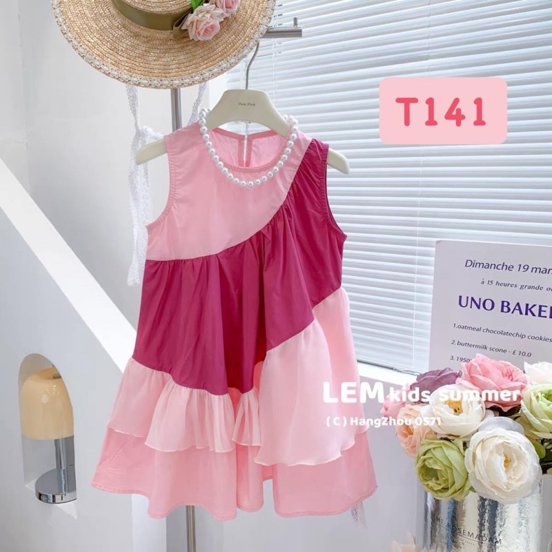 T141 Váy cho bé Váy thiết kế hồng phấn duyên dáng cho bé