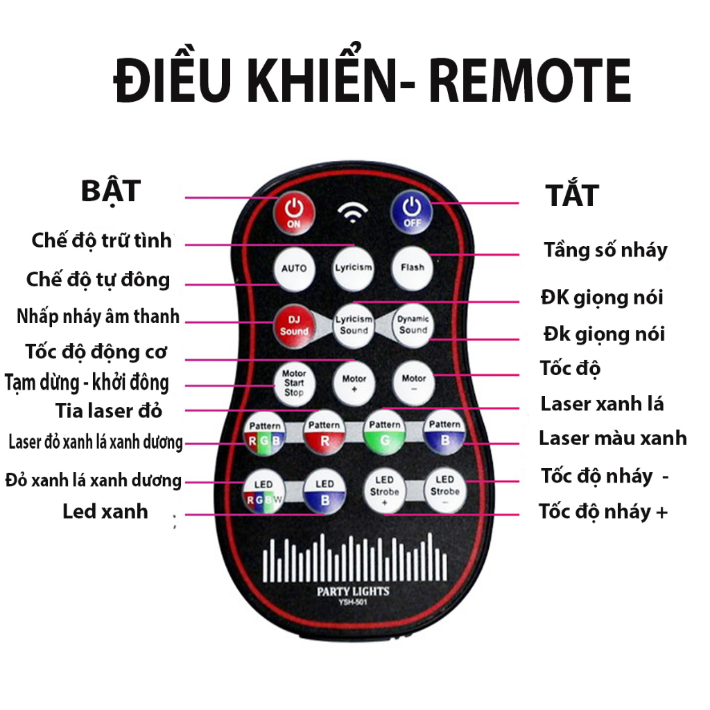 Đèn chiếu laser 9 mắt nháy theo nhạc cao cấp, đèn laser vũ trường cảm biến âm thanh trang trí sân khấu, phòng bay