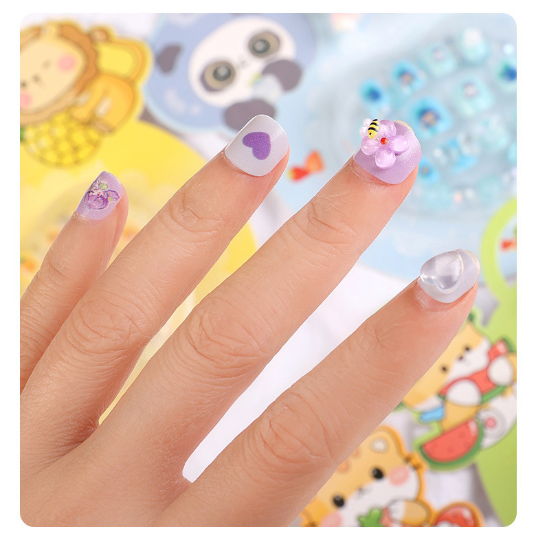 Sét Móng Giả Đáng Yêu Có Keo Dán Sẵn Kèm Vòng Tay Cho bé gái