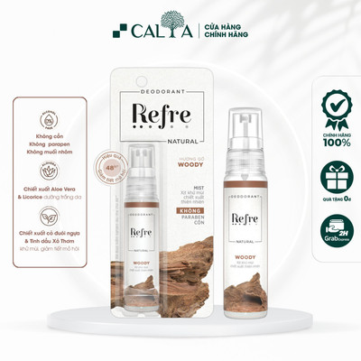 Xịt Khử Mùi Refre Hương Gỗ Màu Nâu Dưỡng Trắng, Hương Tự Nhiên - Refre Natural Mist 30ml