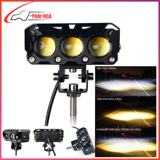 Đèn led trợ sáng 3 bi bầu s35 trắng vàng 10-30v 60w
