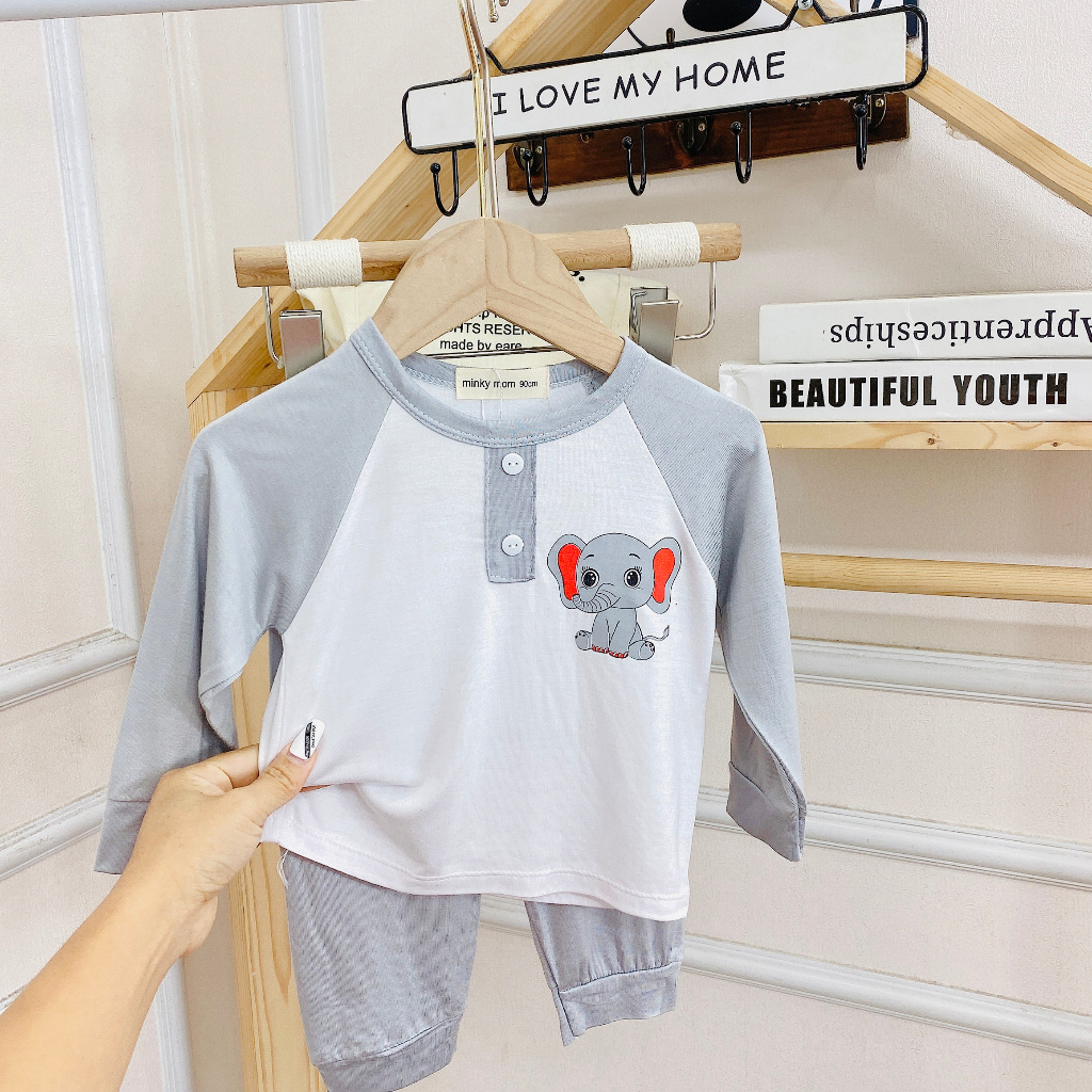 Bộ dài tay bé trai , bộ dài tay bé gái chất thun lạnh từ 4kg đến 15kg - jkids