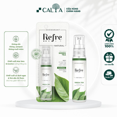 Xịt Khử Mùi Refre Hương Trà Xanh Thơm Dịu, Dưỡng Trắng, Hương Tự Nhiên - Refre Natural Mist 30ml