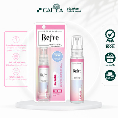 Xịt Khử Mùi Refre Hương Ngọt Ngào Màu Hồng, Dưỡng Trắng Hương Nước Hoa - Refre Whitening Mist 30ml