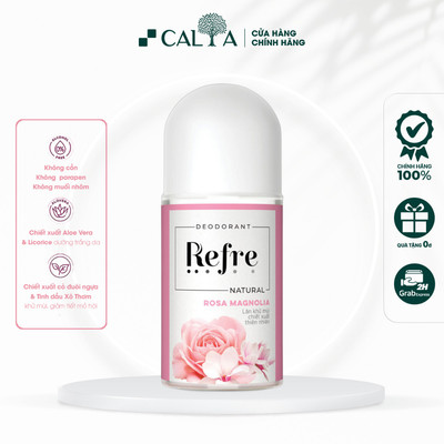 Lăn Khử Mùi Refre Hương Hồng Mộc Lan, Dưỡng Trắng, Hương Tự Nhiên - Refre Natural Roll-on 40ml