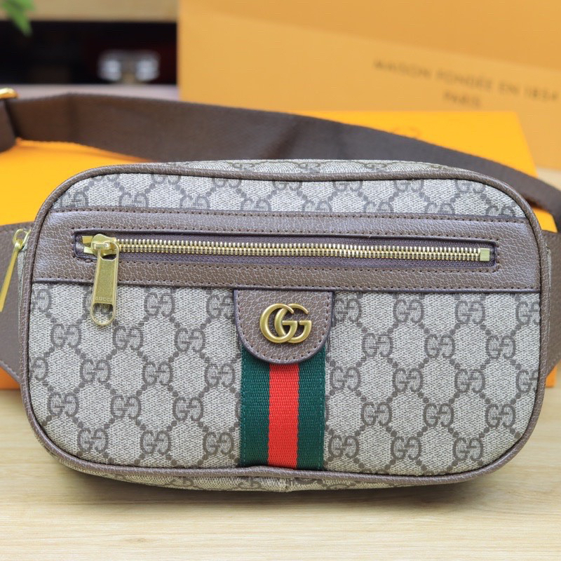 Túi Đeo Bụng Ngực GD Fullbox Họa Tiết Monogram Khóa Trước Da Bê