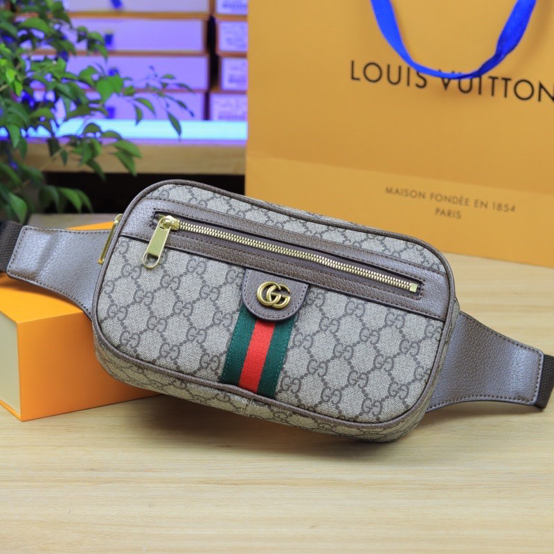 Túi Đeo Bụng Ngực GD Fullbox Họa Tiết Monogram Khóa Trước Da Bê