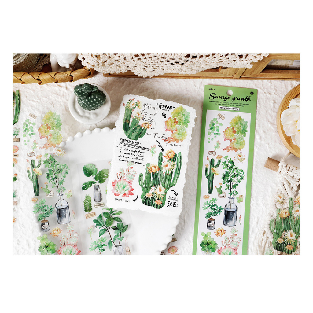 STI114 Hình dán Savage growth xanh lá set 6 miếng