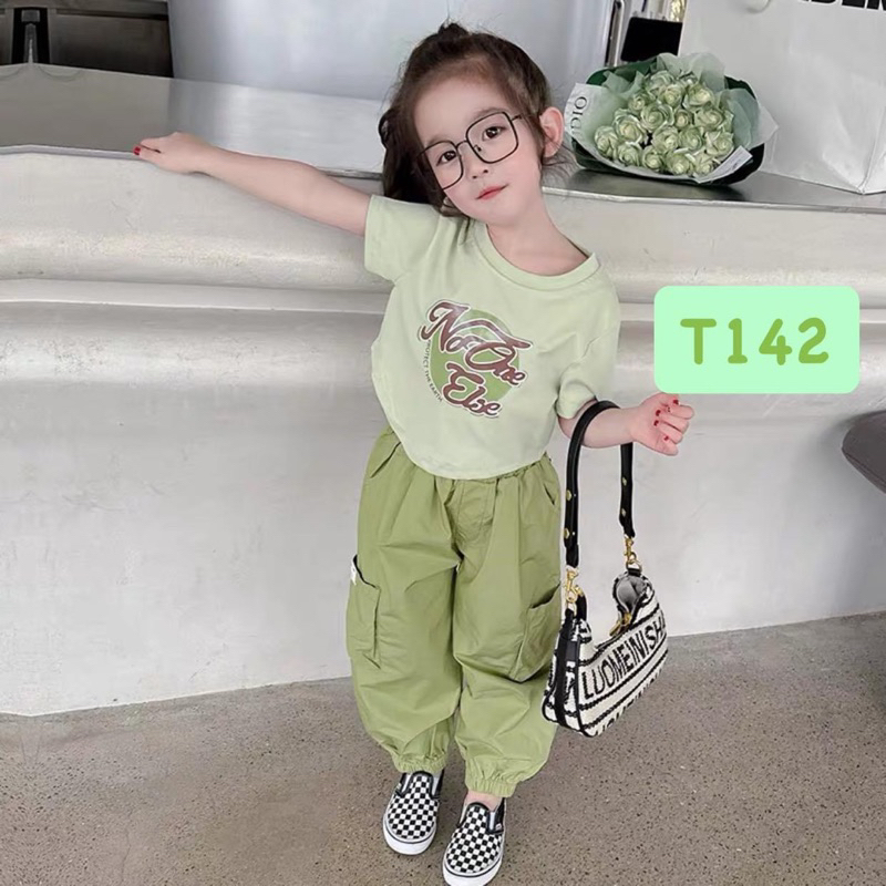 T142 Set quần áo cho bé gái năng động