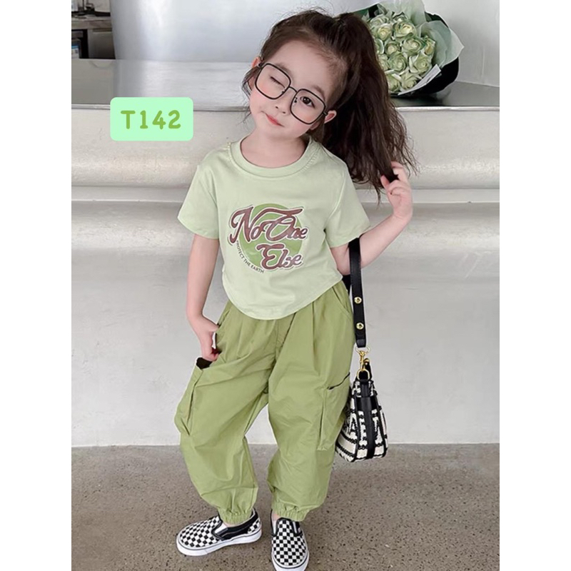 T142 Set quần áo cho bé gái năng động