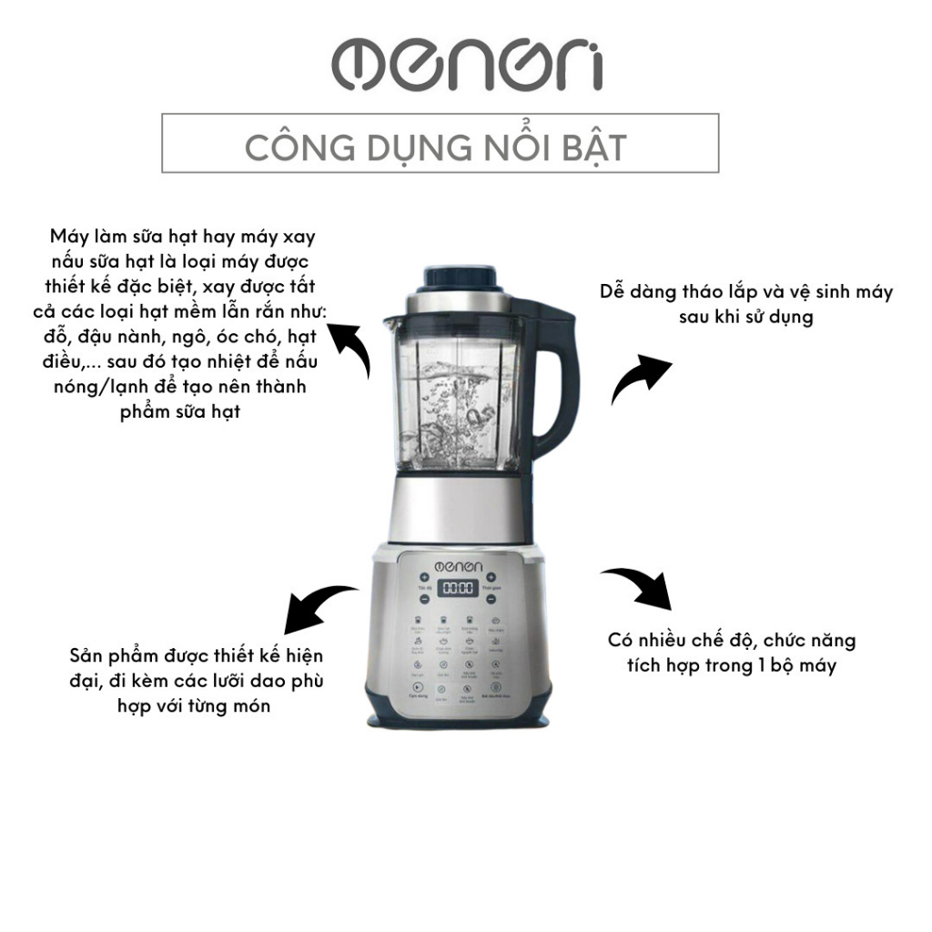 Máy Làm Sữa Hạt OENON V9 Công Suất 1600W, Dung tích 1750ml, Kèm 3 Lưỡi Dao INOX 304