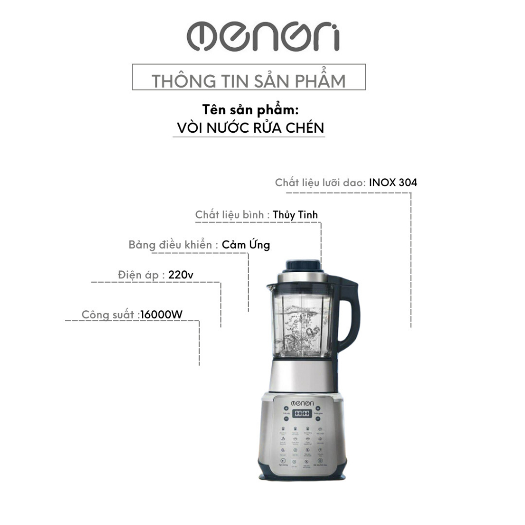 Máy Làm Sữa Hạt OENON V9 Công Suất 1600W, Dung tích 1750ml, Kèm 3 Lưỡi Dao INOX 304