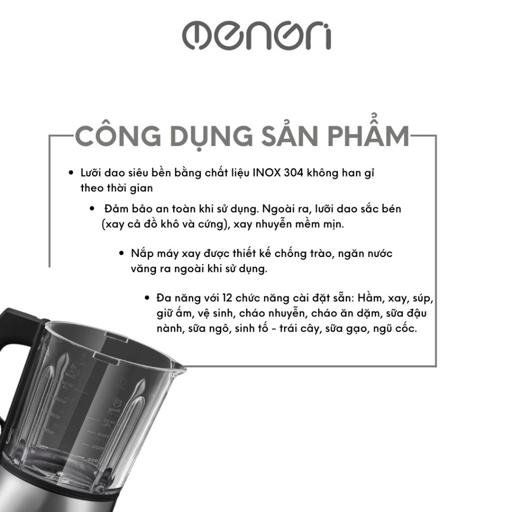 Máy Làm Sữa Hạt OENON V9 Công Suất 1600W, Dung tích 1750ml, Kèm 3 Lưỡi Dao INOX 304