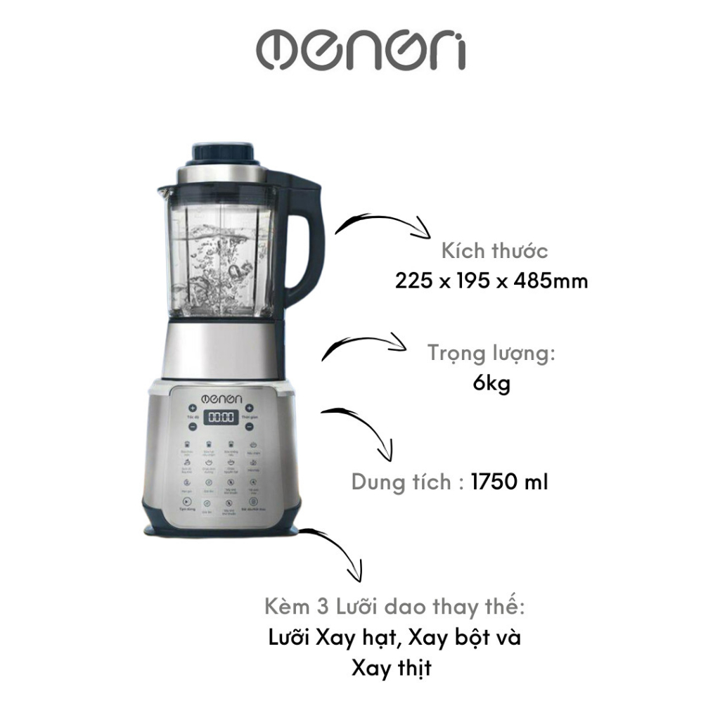 Máy Xay Sữa Hạt OENON Nấu Đa Năng 1750ml - Tặng Kèm 3 Lưới Dao INOX304