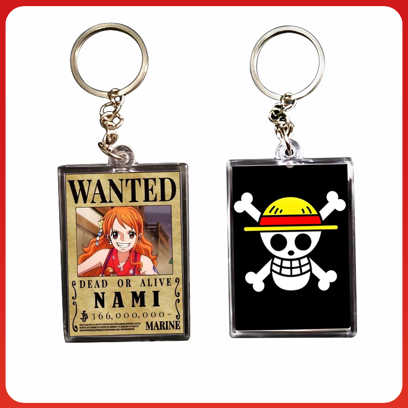 Móc khóa One Piece truy nã chất liệu Mica tùy chọn các mẫu