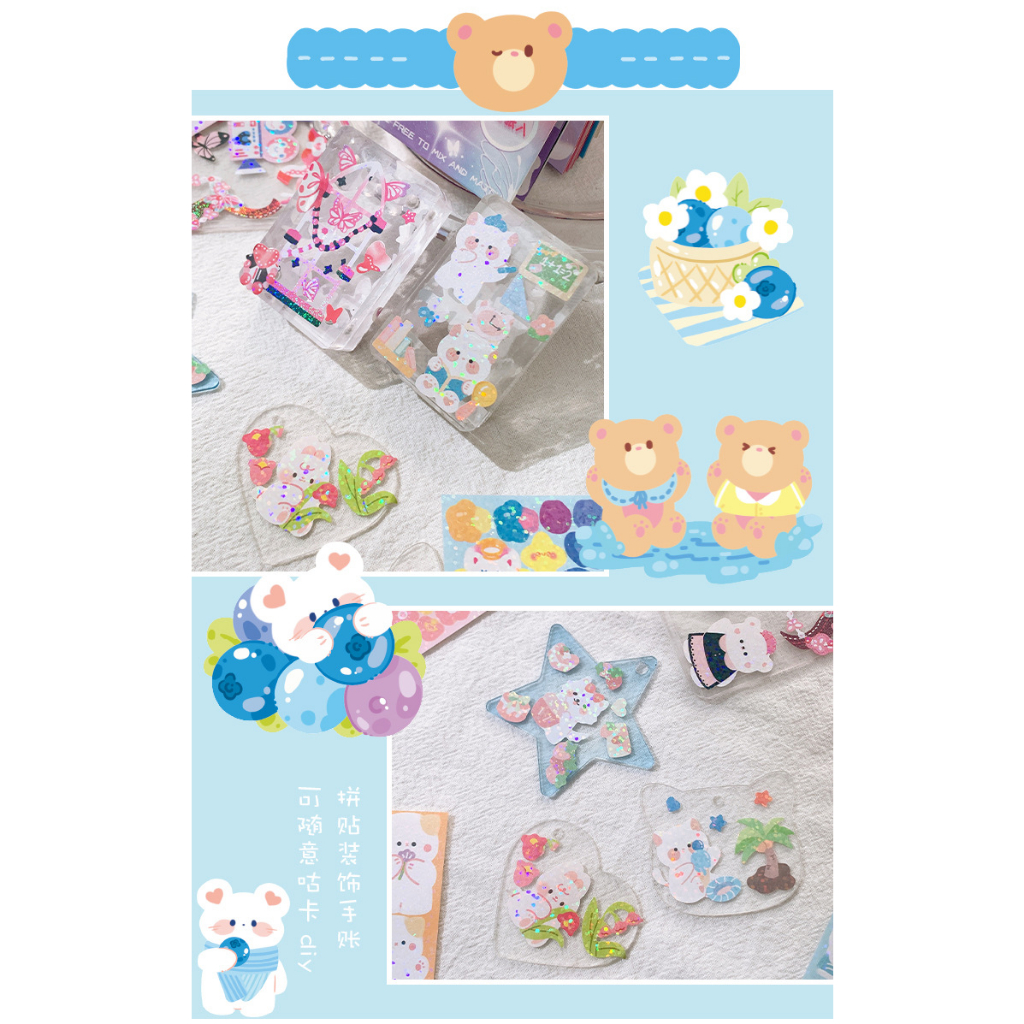 Zanmo set 10 tấm hình dán sticker động vật kim tuyến decor toploader