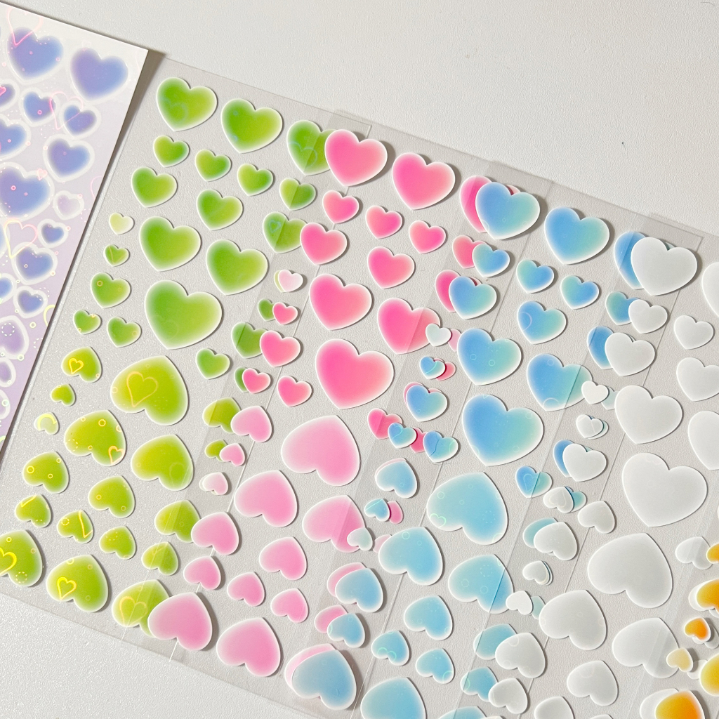 Zanmo SET 2 TẤM hình dán sticker trái tim bong bóng ngôi sao kim tuyến decor toploader