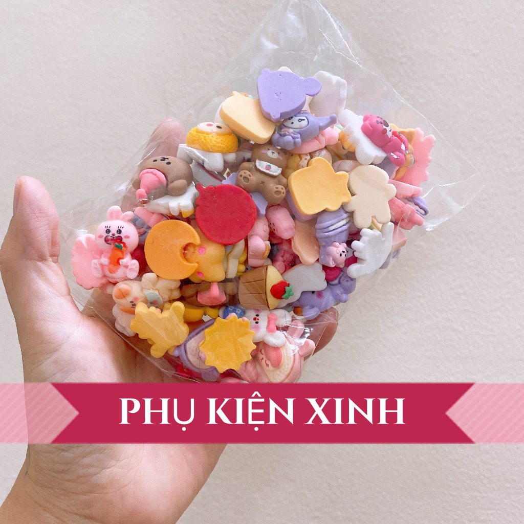 Set 100 charm mix dễ thương làm handmade, diy slime PKX