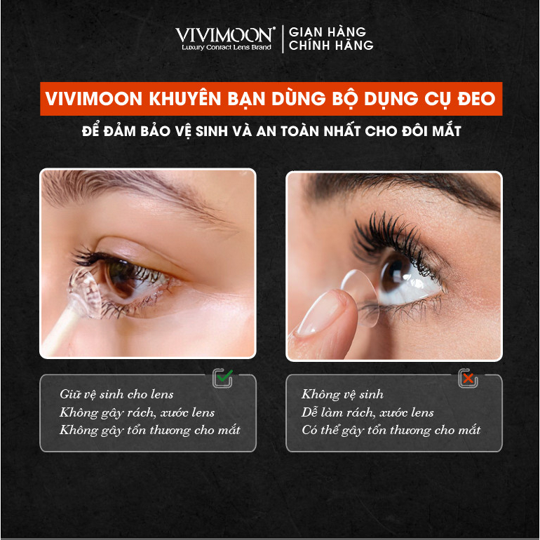 Lens 1 ngày cận trong suốt kính áp tròng VIVIMOON cho mắt thở