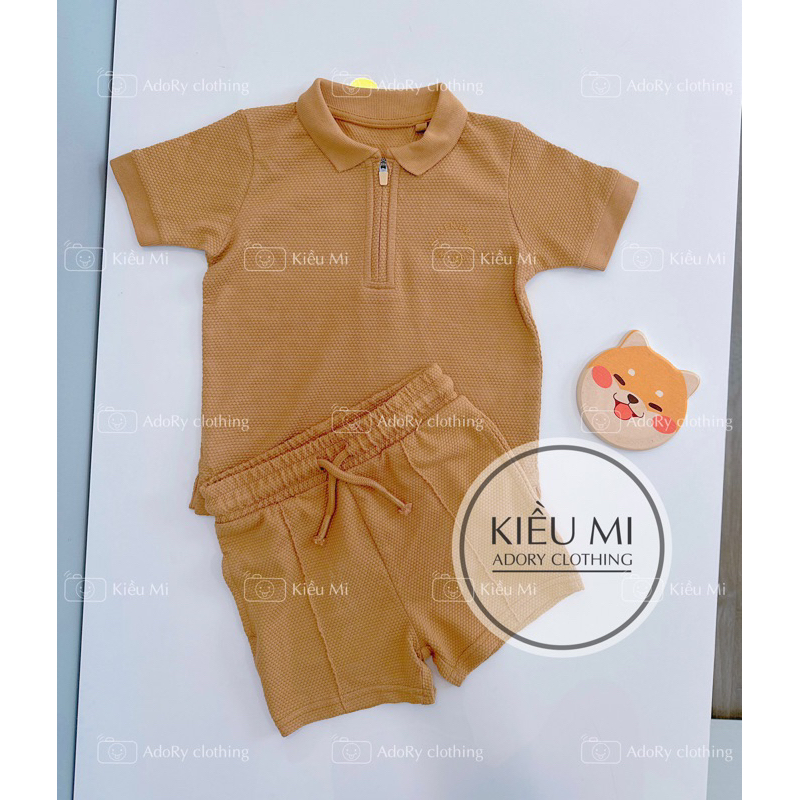 Set polo nâu cho bé trai