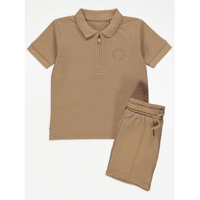 Set polo nâu cho bé trai