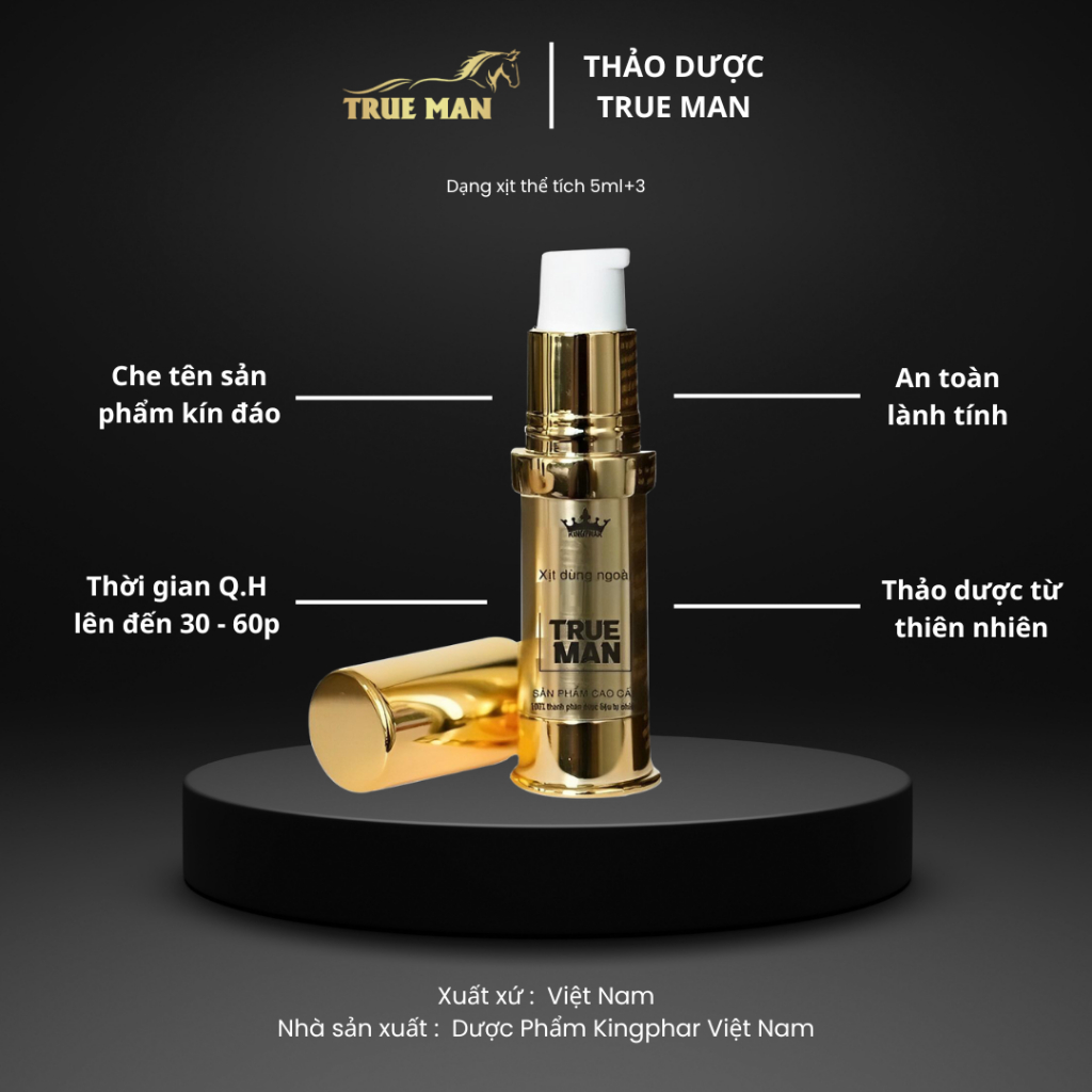 Chai Xịt Thảo Dược Thiên Nhiên True Man - Thể tích 5ml+3 [ CHE TÊN SẢN PHẨM ]