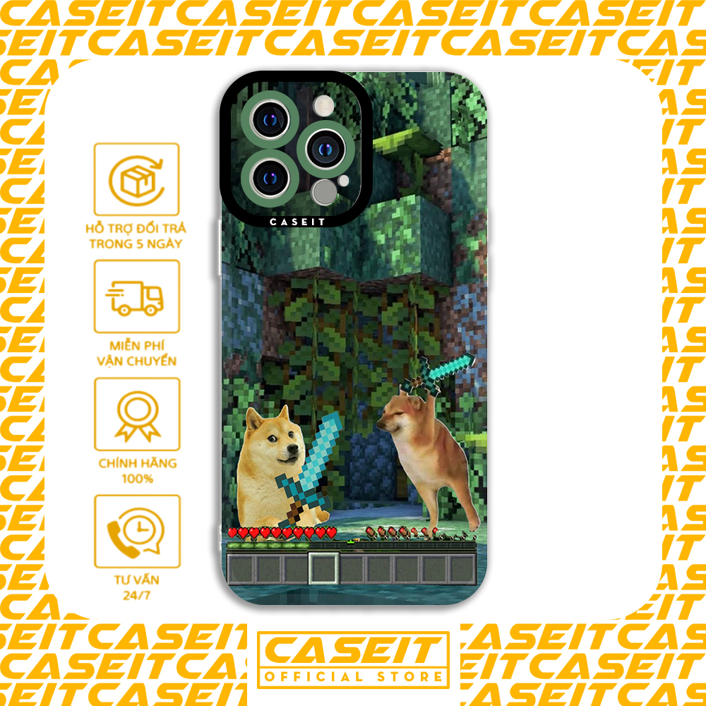 Ốp lưng iphone cạnh vuông Caseit chó chems Minecraft meme doge 8/8plus/x/xs/11/12/13/14/pro/max/plus/promax
