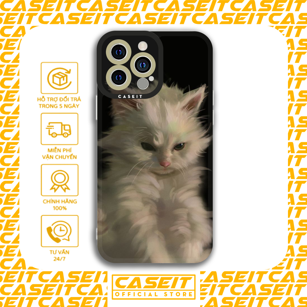 Ốp lưng iphone cạnh vuông Caseit sơn dầu mèo con meme art aesthetic 8/8plus/x/xs/11/12/13/14/pro/max/plus/promax