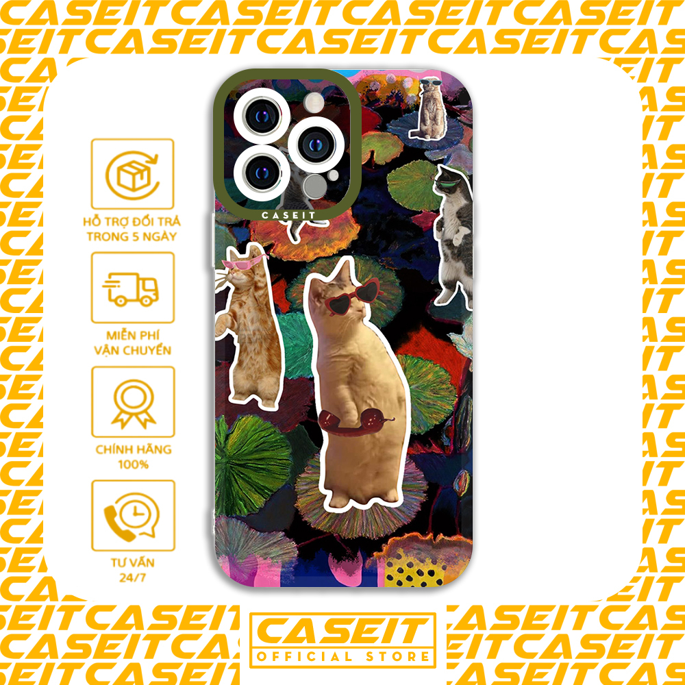 Ốp lưng iphone cạnh vuông Caseit sơn dầu mèo con meme art aesthetic 8/8plus/x/xs/11/12/13/14/pro/max/plus/promax