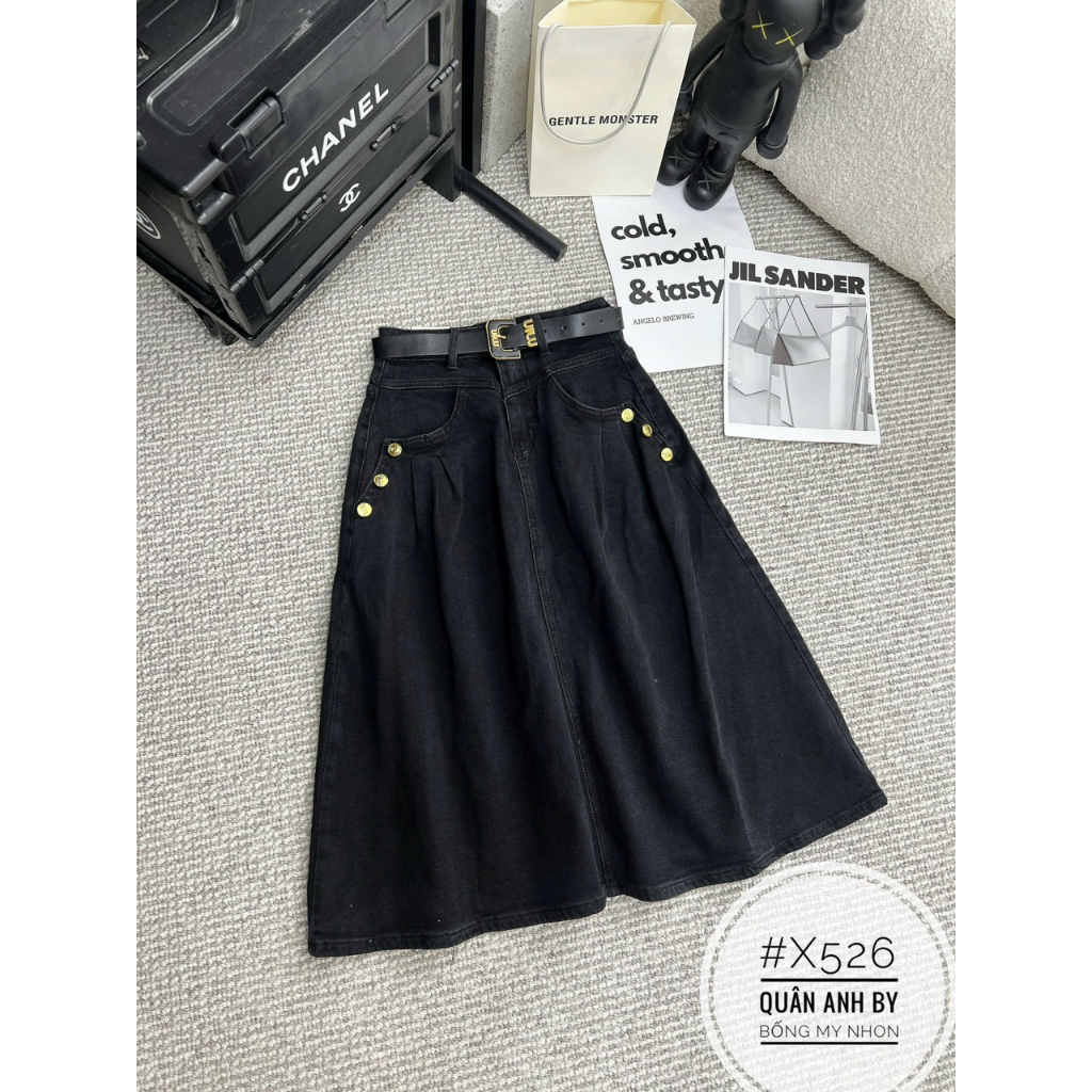 Chân váy jeans xòe dáng dài xinh