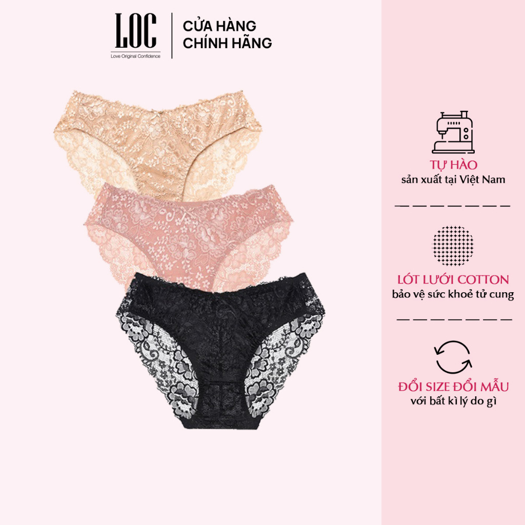 Quần lót nữ LOC PREMIUM bikini lưng vừa V tuyết liên