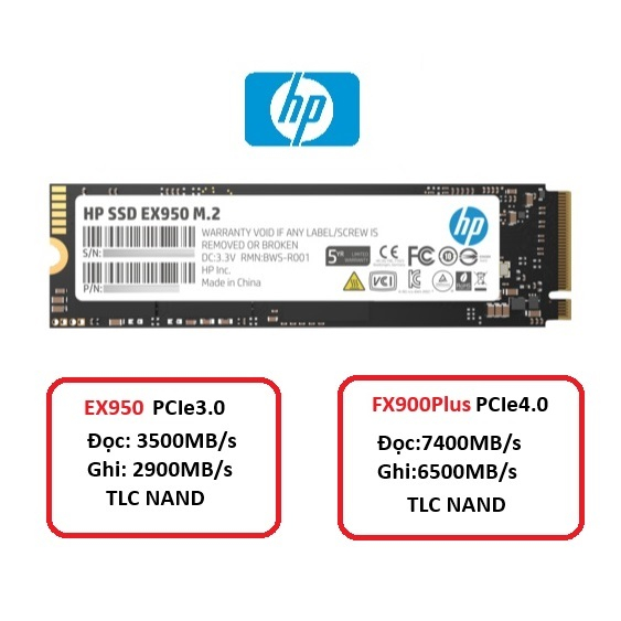 Ổ Cứng SSD HP FX900Plus/ EX950 NVME M.2 PCIe 2TB-4TB TLC 3D NAND Chính hãng
