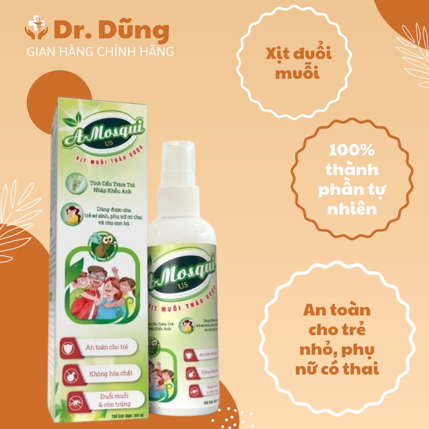 Chai xịt chống muỗi A-mosqui xịt chống muỗi an toàn. Chai xịt côn trùng hỗ trợ làm dịu da khi bị côn trùng đốt