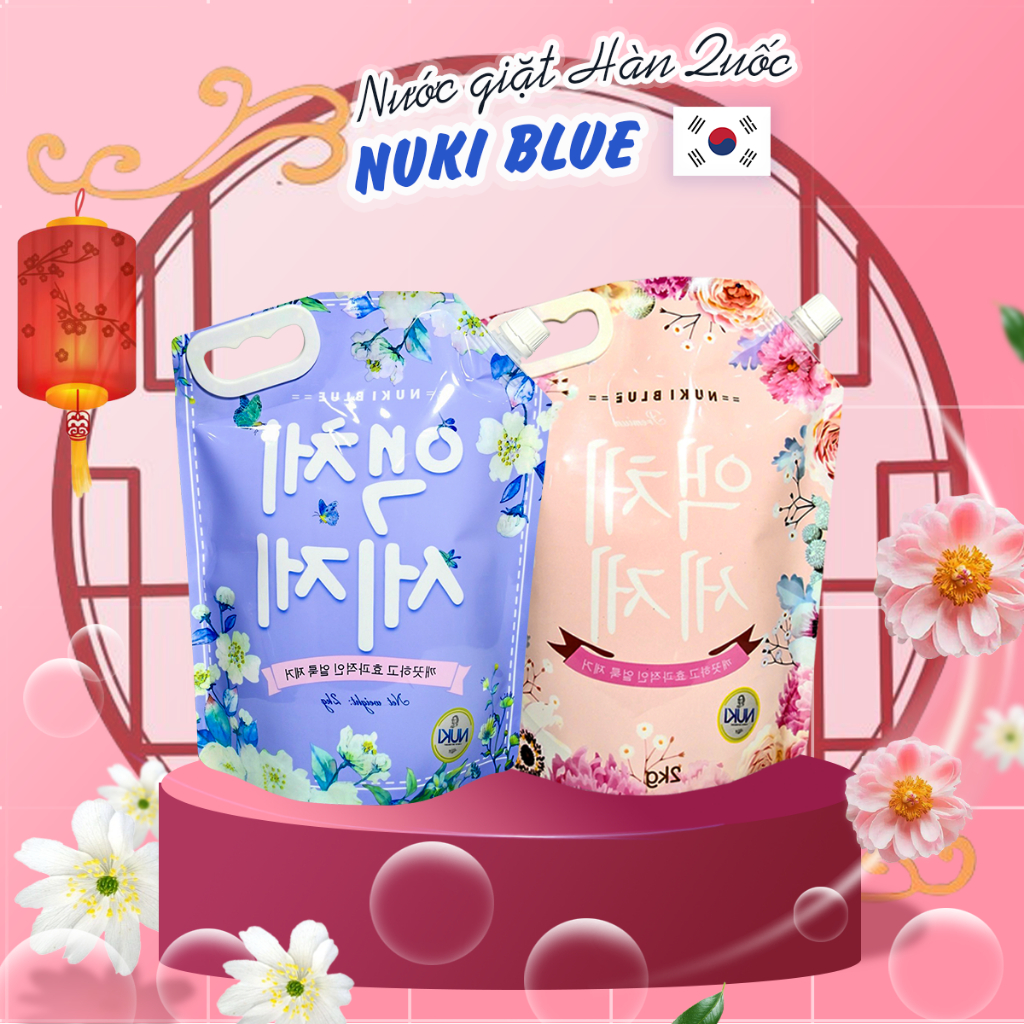 Nước Giặt Hàn Quốc Chính Hãng Thương Hiệu Nuki Blue 2kg Hương Thơm Dịu Nhẹ,Mềm Vải Không Gây Kích Ứng An Toàn Với Làn Da