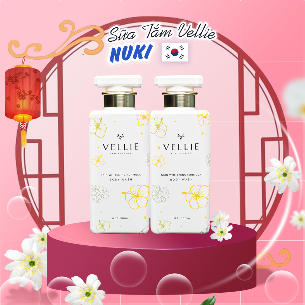 Sữa Tắm VELLIE 500ml " Phiên Bản Nâng Cấp "  Trắng Sáng Da, Cấp Ẩm Sâu Ngăn Ngừa Lão Hóa Hương Thơm Ngọt Ngào,Ấm Áp