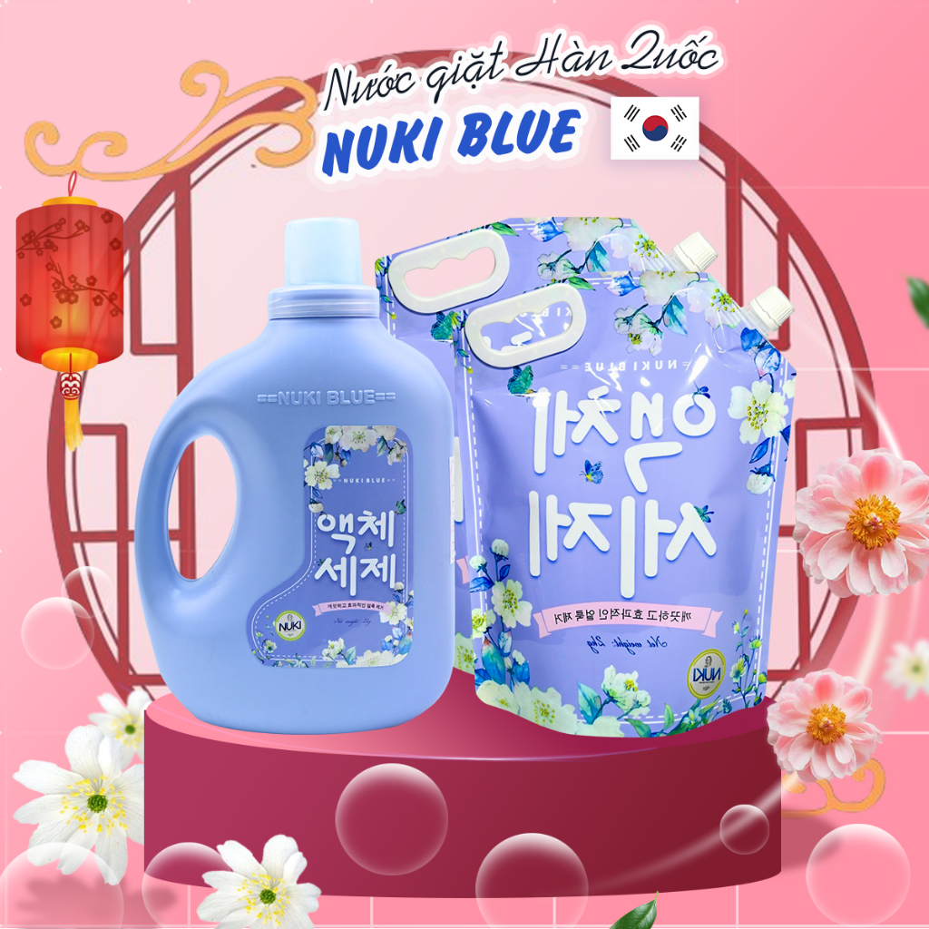 Combo 2 Túi 1 Can Nước Giặt Xả Hương Thảo Mộc Nuki Blue 6kg Lưu Hương Đậm Sâu