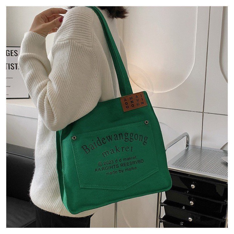 Túi tote đeo vai vải canvas sang trọng phong cách  Hàn