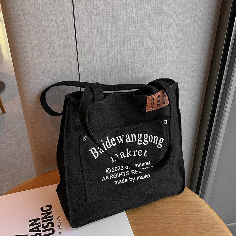 Túi tote đeo vai vải canvas sang trọng phong cách  Hàn