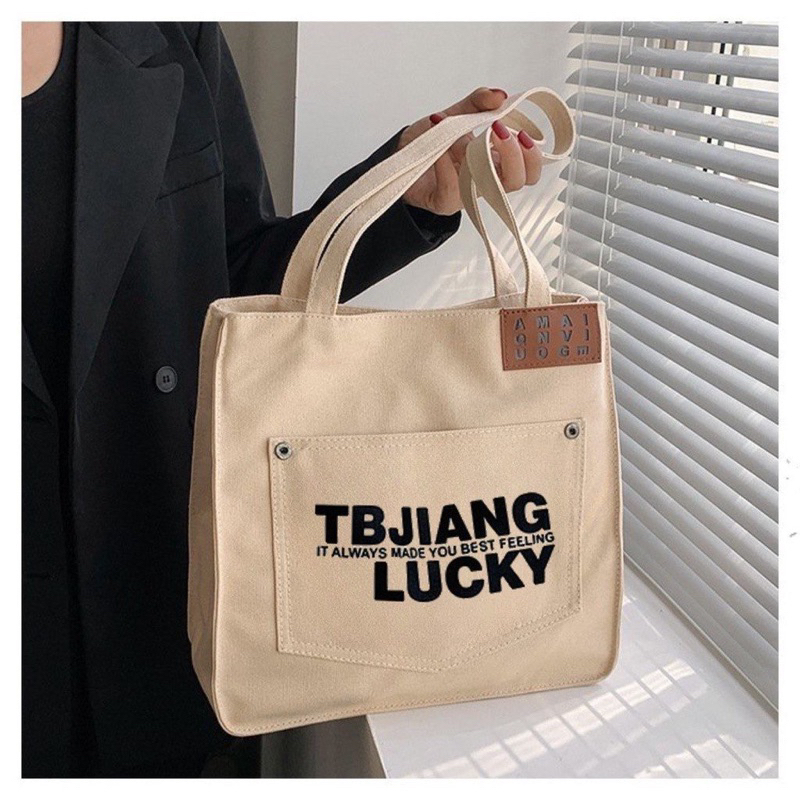 Túi tote đeo vai vải canvas sang trọng phong cách  Hàn