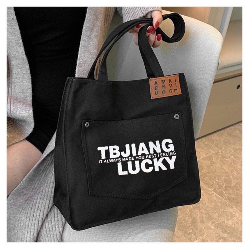 Túi tote đeo vai vải canvas sang trọng phong cách  Hàn