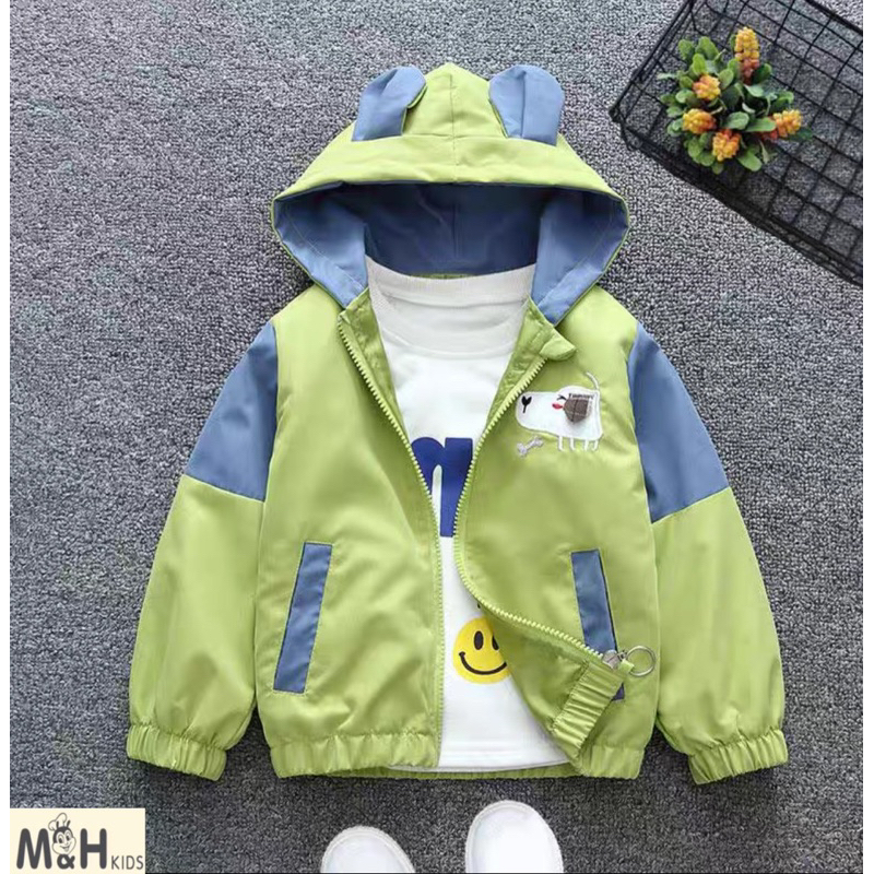 Áo khoác gió siêu nhẹ in hình ngộ nghĩnh cho bé