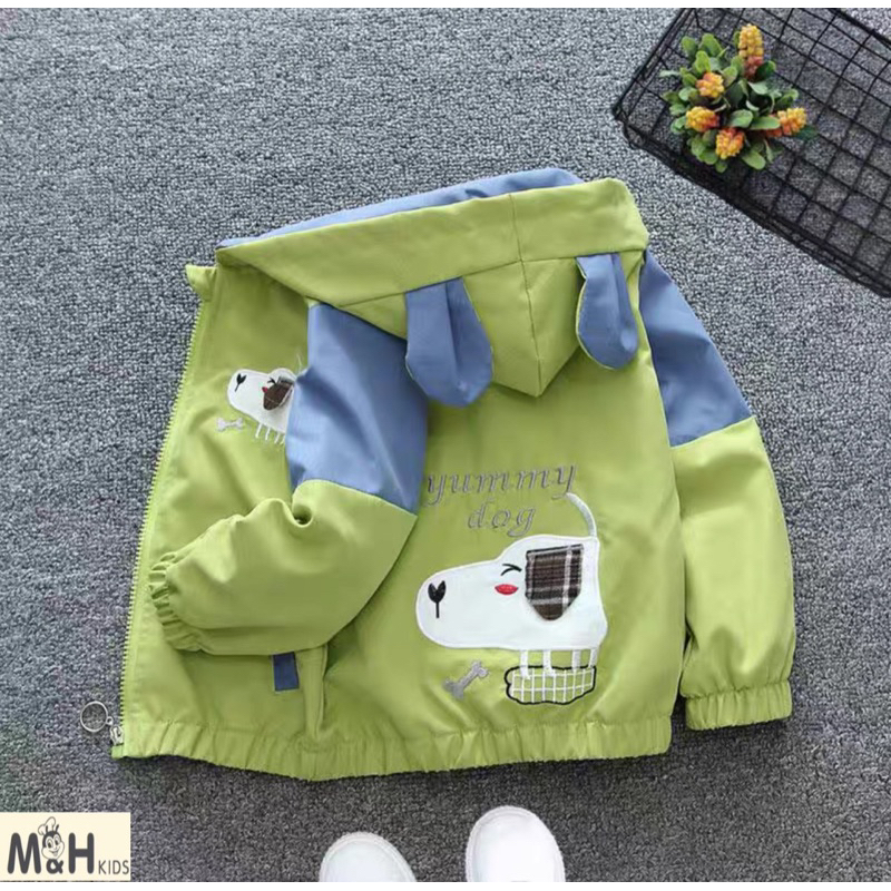 Áo khoác gió siêu nhẹ in hình ngộ nghĩnh cho bé