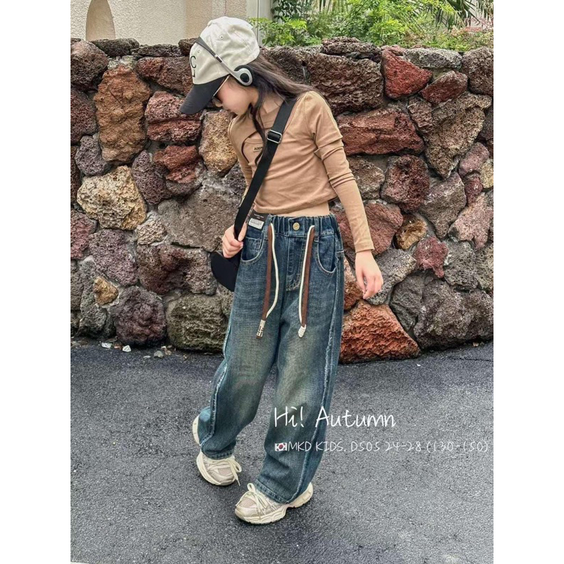 Quần jean bò dài ống suông vải bò mềm chính phẩm cho bé gái